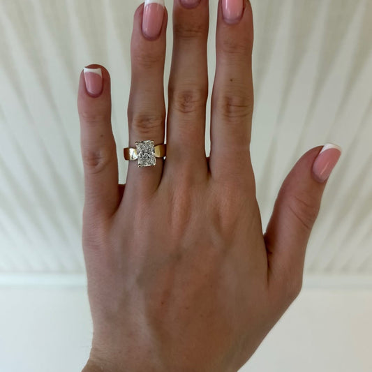 Radiant Moissanite Engagement Ring Solitaire Wedding Ring