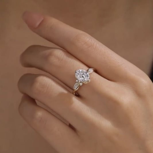 Oval Moissanite Engagement Ring Art Deco Wedding Ring Vintage Inspired Ring