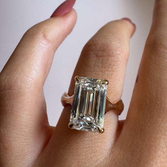 Emerald Moissanite Engagement Ring Unique Band Wedding Ring