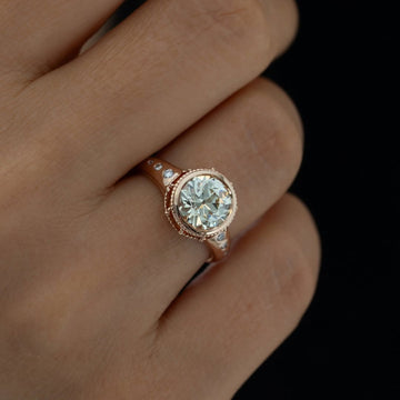 Bezel Set Round Moissanite Engagement Ring Orange Marquise Hidden Halo Wedding Ring Anniversary Rings For Women