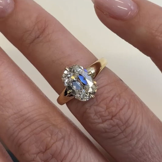 Old Mine  Elongated Cushion Antique Lab Grown Engagement Ring Unique  Gold Wedding Ring