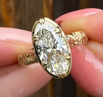 Antique Oval Moissanite Art Deco Engagement Ring Gold Vintage Wedding Anniversary Ring