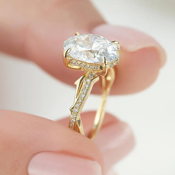 Oval Cut Lab Grown Diamond Engagement Ring Gold Vintage Inspired Ring