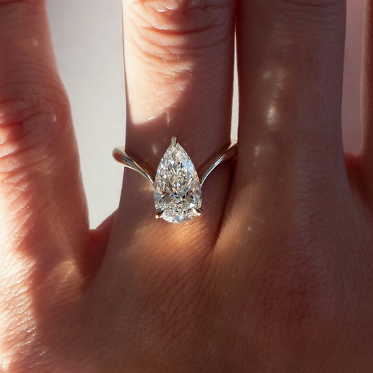 Pear Cut Lab Grown Engagement Ring Solitaire Antique Wedding Ring
