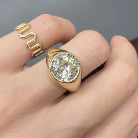 Round Bezel Set Engagement Ring Gold Solitaire Lab Grown Wedding Ring