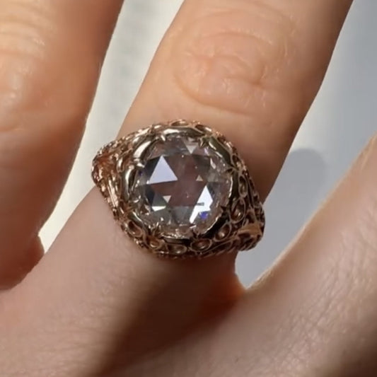 Antique Round Cut Lab Grown Engagement Ring Vintage Inspired Wedding Ring