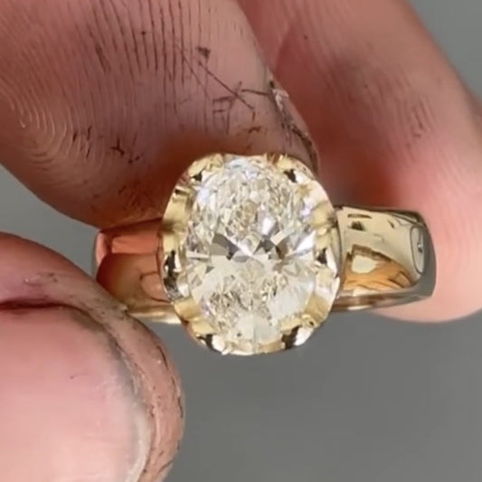 Oval Cut Lab Grown Engagement Ring Solitaire Gold Wedding Ring