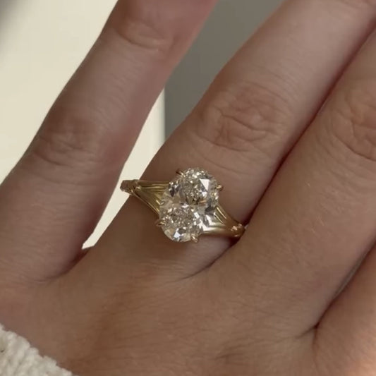Oval Cut Moissanite Engagement Ring Solid Gold Solitaire Wedding Ring