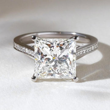 Cathedral Set  Princess Cut Moissanite Engagement Ring White Gold Wedding Ring Anniversary Rings For Women Handmade Promise Ring