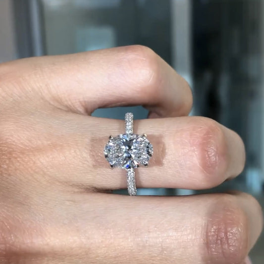 Oval Lab Grown Diamond Ring Hidden Halo Oval Engagement Ring  Wedding Rings For Women Anniversary Ring Handmade Ring
