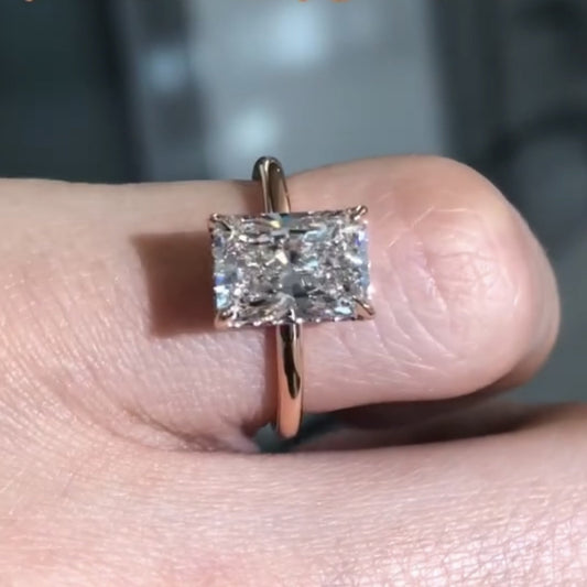 Radiant Cut Lab Grown Diamond Solitaire Engagement Ring in Rose Gold