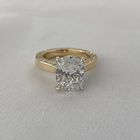 Hidden Halo Elongated Cushion Cut Lab Grown Engagement Ring  Wedding Ring Solitaire Rings Anniversary Gift Promise Ring
