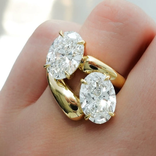 4.00 TCW Toi Et Moi Oval Cut Lab Grown Engagement Ring East West Two Stone Ring  You And Me Ring Wedding Ring Anniversary Ring For Her