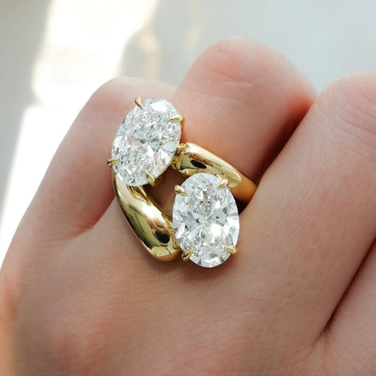 4.00 TCW Toi Et Moi Oval Cut Moissanite Engagement Ring East West Two Stone Ring  You And Me Ring Wedding Ring Anniversary Ring For Her
