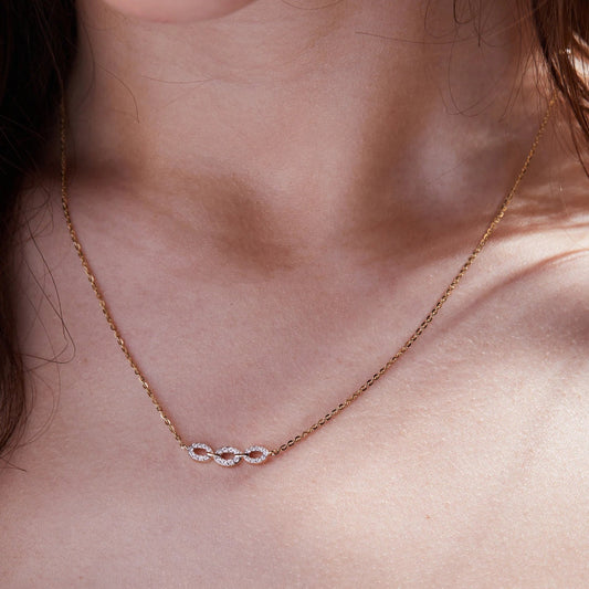 0.44 TCW Round Lab Grown Diamond Gold Necklace, Minimalist Halo Station Pendant, Dainty Anniversary Gift Jewelry
