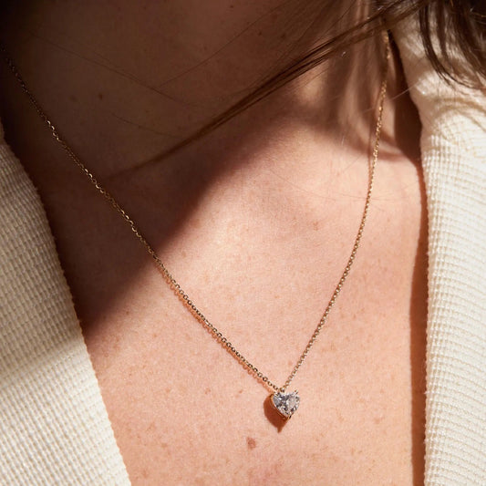 1.50 CT Heart Cut Moissanite Diamond Necklace, Gold Solitaire Pendant Jewelry