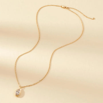 1.50 CT Marquise Cut Moissanite Diamond Necklace, Gold Solitaire Pendant Jewelry