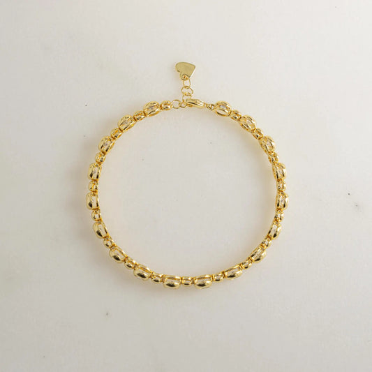 Round Cut Lab Grown Diamond Bezel Link Bracelet, Solid Gold Minimalist Tennis Jewelry Gift