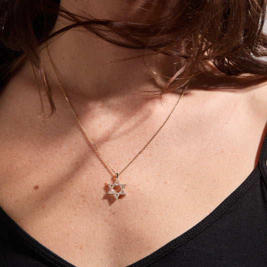 1.53 CT Solid Gold Star of David Necklace Moissanite Diamond Pendant