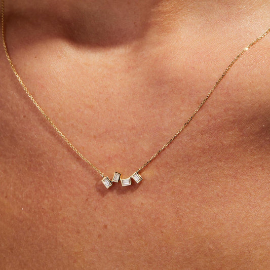 0.40 TCW Emerald Cut Lab Diamond Gold Necklace, Minimalist Solitaire Pendant, Dainty Anniversary Gift Jewelry
