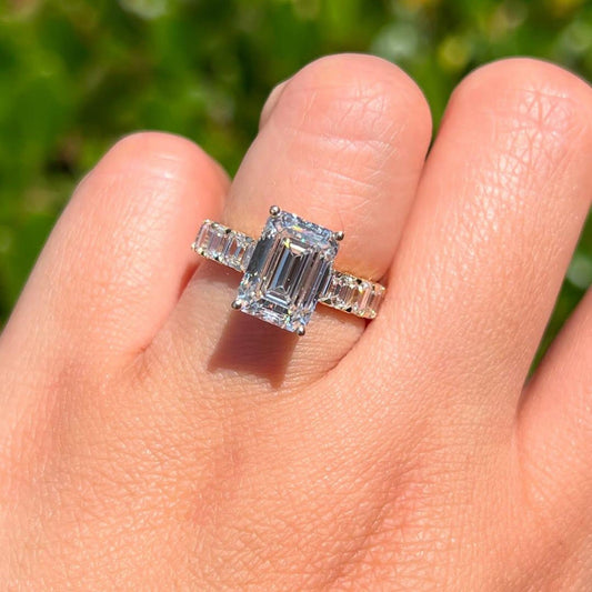Emerald Cut Lab Diamond Engagement Ring  Lab Grown Wedding Ring Anniversary Ring For Women