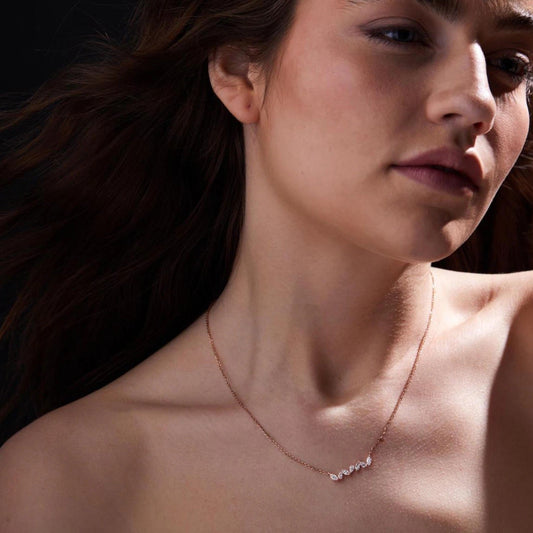 0.76 TCW Marquise Cut Moissanite Diamond Gold Necklace, Dainty Jewelry
