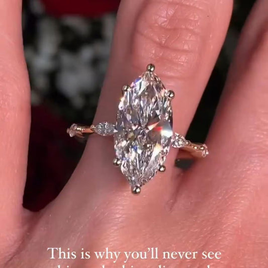 Marquise Cut Engagement Ring Distance Pave Moissanite Ring  Wedding Rings For Women Solitaire Ring Anniversary Gift For Her