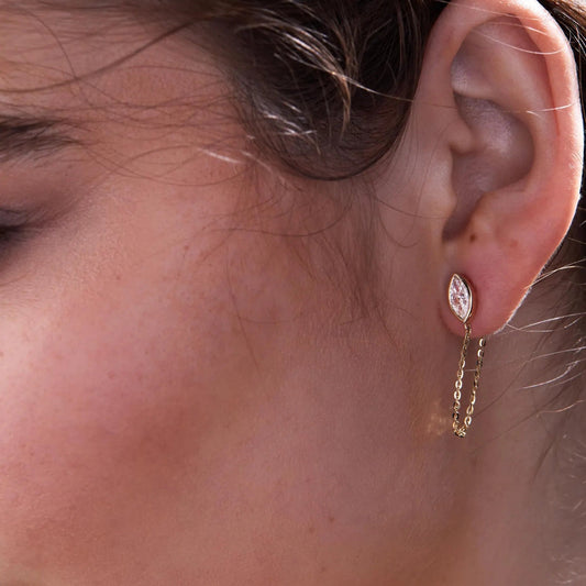 1.00 TCW Marquise Lab-Grown Diamond Chain Earrings