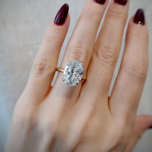 Oval Cut Moissanite Engagement Ring Tulip Set Hidden Halo Ring Wedding Rings For Women Solitaire Ring Anniversary