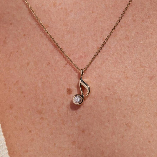 0.30 CT Musical Note Pendant Necklace  Round Moissanite Diamond
