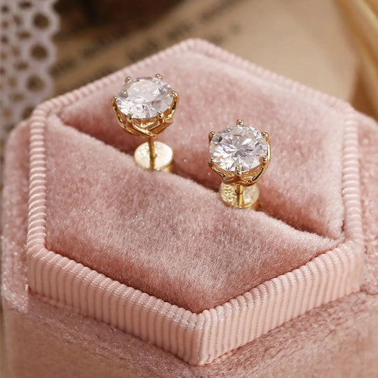 2.00 TCW Round Cut Moissanite Stud Earring With Tulip Set