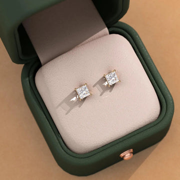 1.00 TCW Princess Moissanite Diamond Stud Earring Gift For Her