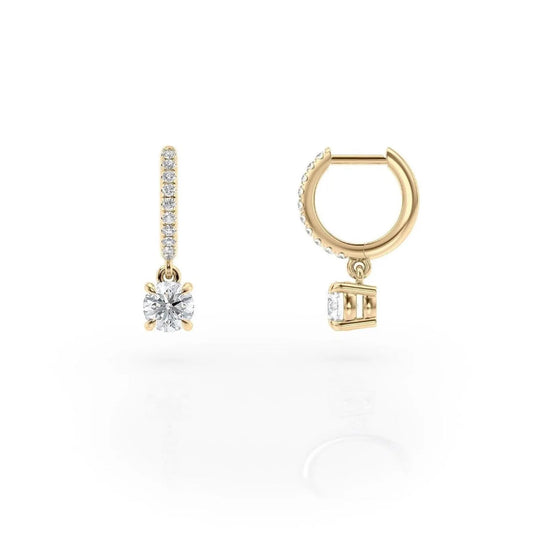 1.20 TCW Round Cut Lab-Grown Diamond Huggie Drop Earring