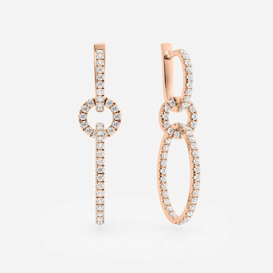 1.10 TCW Round Cut Moissanite Diamond Drop Earrings Modern Link Dangles