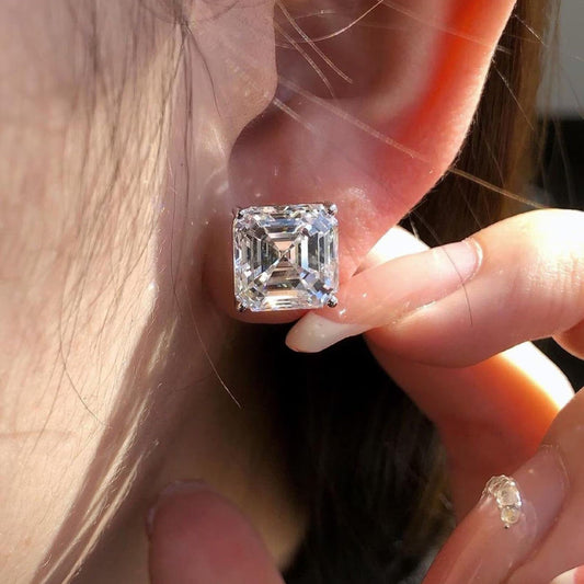 4.00 TCW Asscher Cut Lab Grown Diamond Stud Earring Modern Bridal Gift