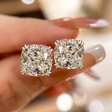 3.00 TCW Cushion Cut Moissanite Stud Earring Double Claw Prong Morden Fine Jewellery