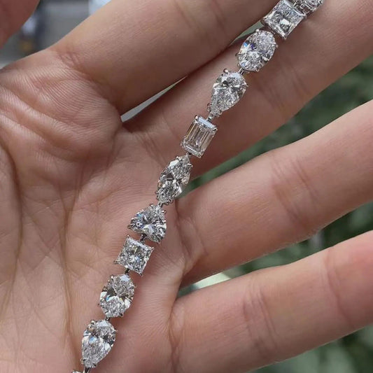 Multi Stone Moissanite Diamond Tennis Bracelet, Cocktail Diamond Modern Luxury Bracelet