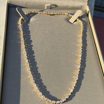 15.25 CT Luxury Moissanite Diamond Tennis Necklace Gold, Mixed Cut Statement Necklace, Bridal Jewelry, Anniversary Gift For Women