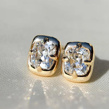 2.00 TCW Cushion Cut Moissanite Diamond Stud Earring Bezel Set Jewellery