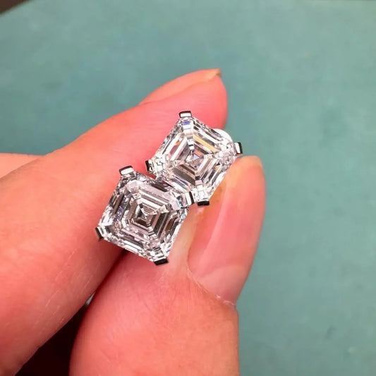 2.00 TCW Asscher Cut Moissanite Diamond Stud Earring Dailywear Gift